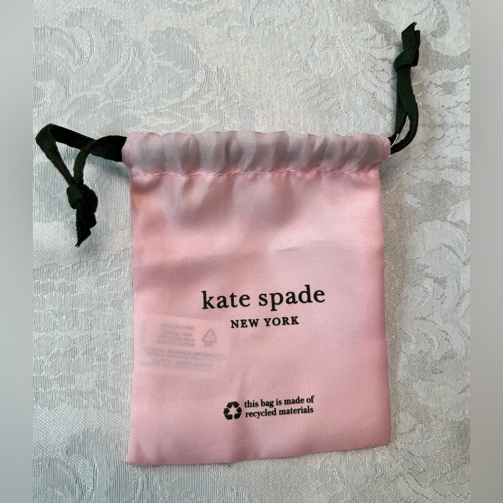 Kate Spade Pink Satin Drawstring Pouch with Black Ties NWOT